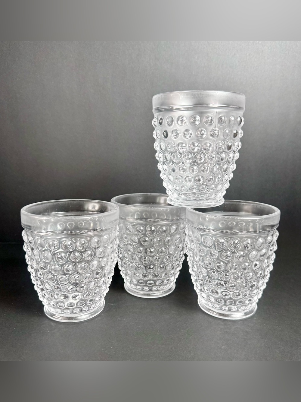 4 Vintage Pier 1 Emma Hobnail Sparkling double oldfashioned Glasses Satin Finish